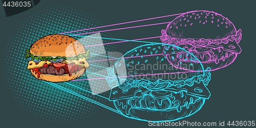 Image of Burger ingredients, fast food restaurant