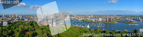 Image of Aerial panorama of Rotterdam city and the Erasmus bridge 