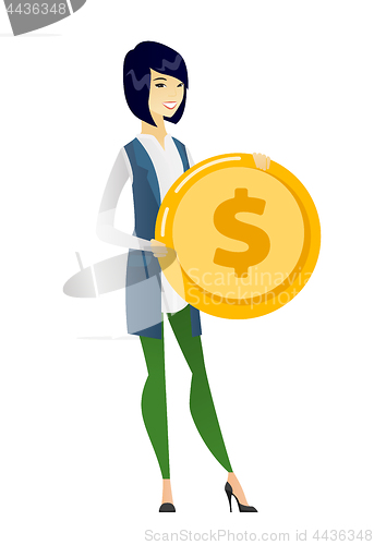 Image of Successful business woman with dollar coin.