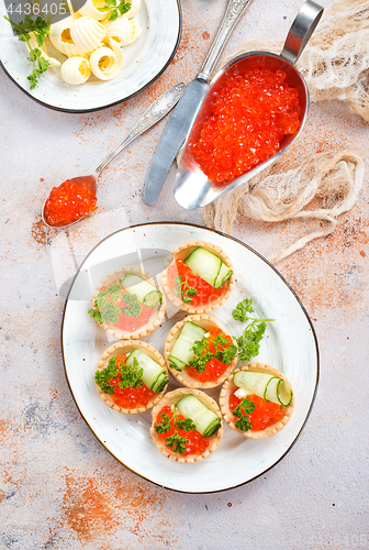 Image of tartalets with red caviar