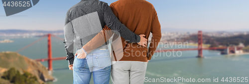 Image of close up of male gay couple in san francisco