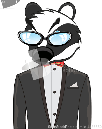 Image of Cartoon of the wildlife badger in fashionable suit