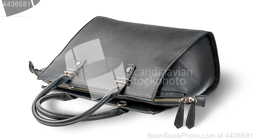 Image of Ladies black leather bag lying