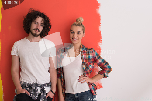 Image of couple in love  over color background