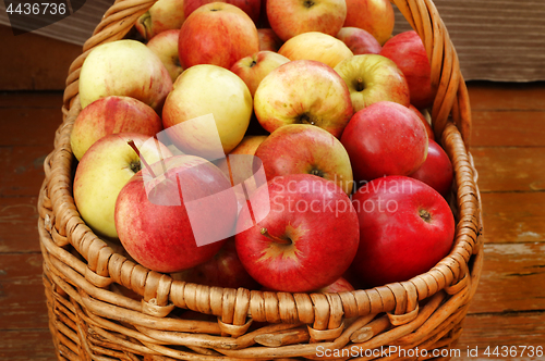 Image of Bright tasty ripe apples in a basket