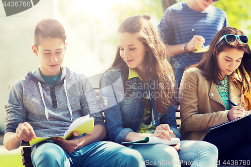 Image of group of students with notebooks at school yard