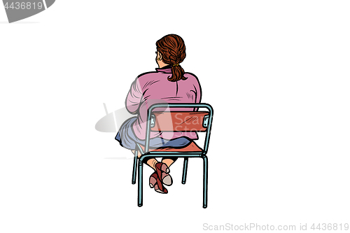 Image of Woman back sitting on a chair