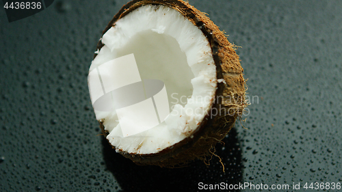Image of Half of white fresh coconut