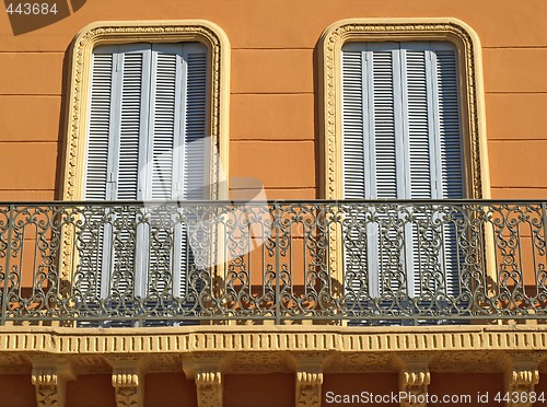 Image of two windows on a balcony
