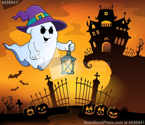 Image of Ghost with hat and lantern topic 1