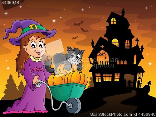 Image of Cute witch and cat Halloween image 3