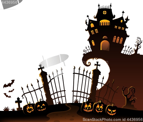 Image of Halloween house silhouette theme 6