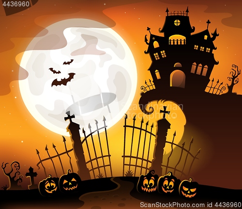 Image of Halloween house silhouette theme 5