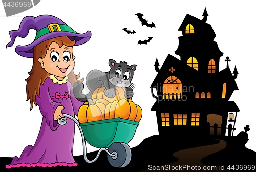 Image of Cute witch and cat Halloween image 2