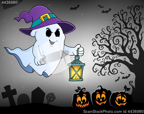 Image of Ghost with hat and lantern topic 2