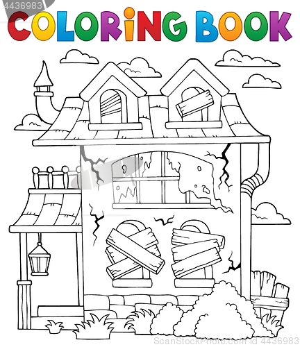 Image of Coloring book derelict house theme 1