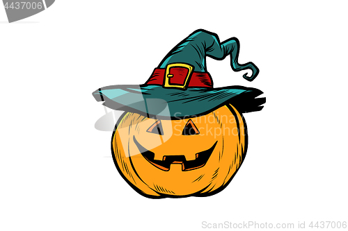 Image of Halloween pumpkin in hat