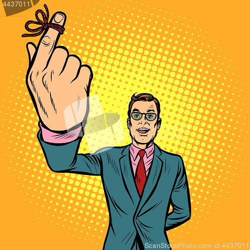 Image of man thumbs up, a string lace up, memory
