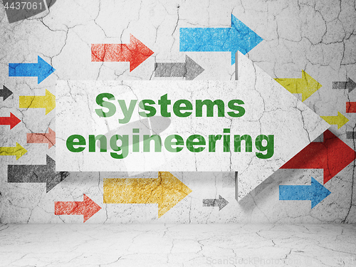 Image of Science concept: arrow with Systems Engineering on grunge wall background