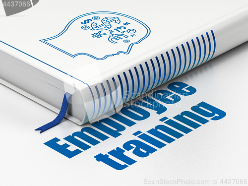 Image of Learning concept: book Head With Finance Symbol, Employee Training on white background