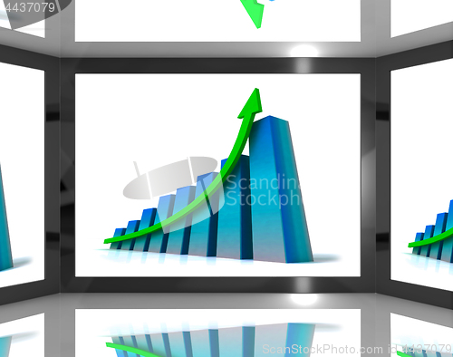Image of Arrow Pointing Up On Screen Shows Successful Sales