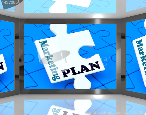 Image of Marketing Plan On Screen Shows Marketing Strategies