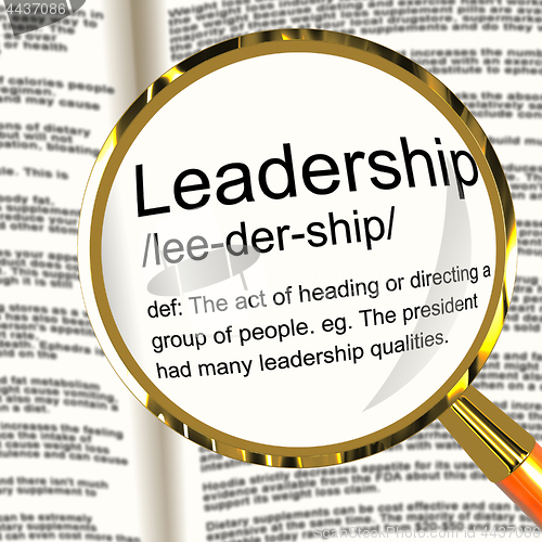 Image of Leadership Definition Magnifier Showing Active Management And Ac