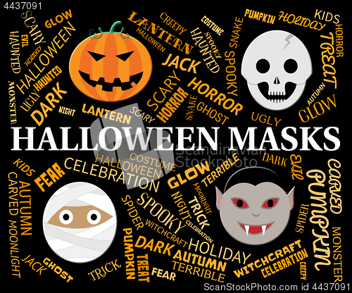Image of Halloween Masks Indicates Trick Or Treat And Celebration