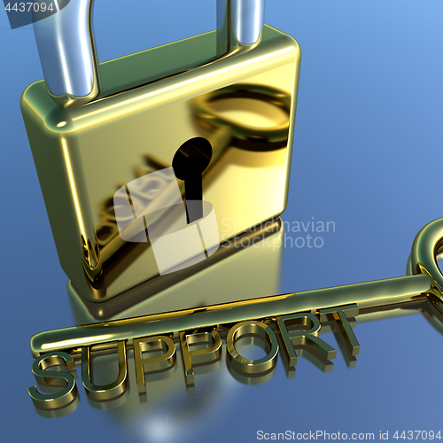 Image of Padlock With Support Key Showing Advice Help And Information