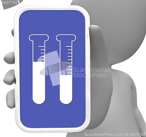 Image of Test Tubes Online Represents Mobile Phone And Analysis 3d Render