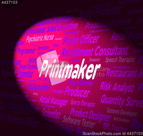 Image of Printmaker Job Represents Designer Career And Position