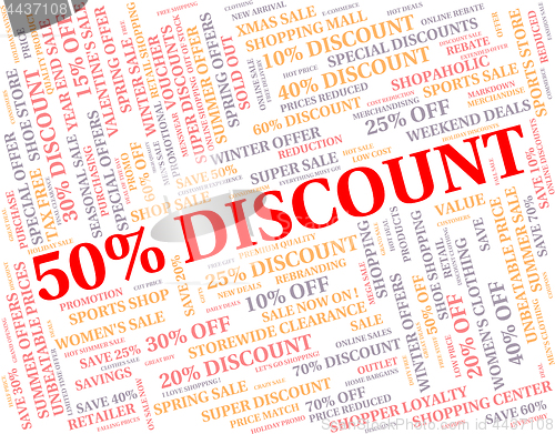 Image of Fifty Percent Off Indicates Bargain Reduction And Cheap