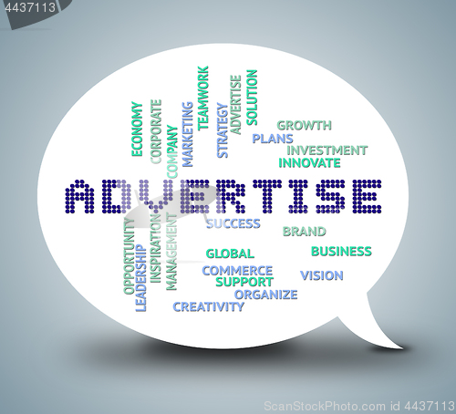 Image of Advertise Bubble Shows Dialog Promotion And Advertising