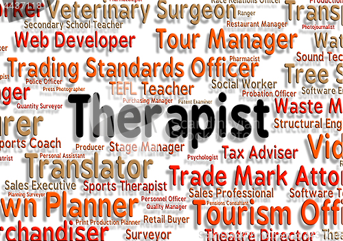 Image of Therapist Job Indicates Word Work And Hire