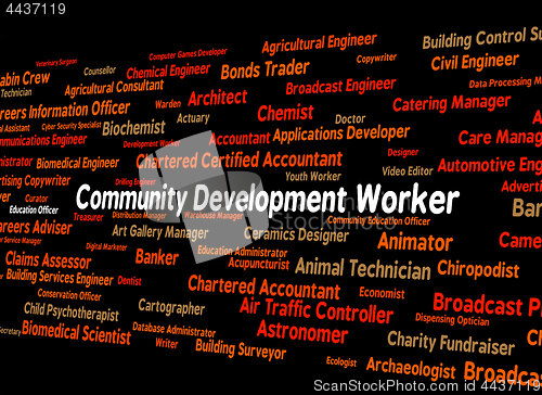 Image of Community Development Worker Shows White Collar And Advance