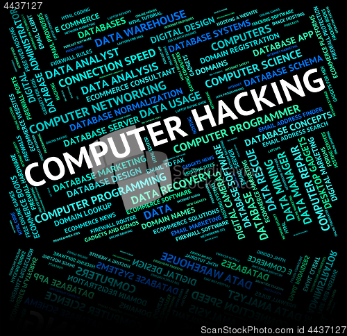 Image of Computer Hacking Shows Connection Text And Crack