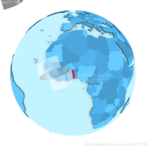 Image of Togo on globe isolated