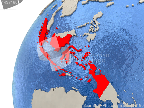 Image of Indonesia on globe