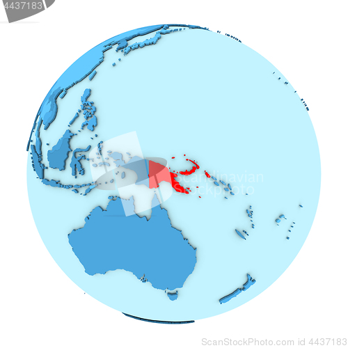 Image of Papua New Guinea on globe isolated