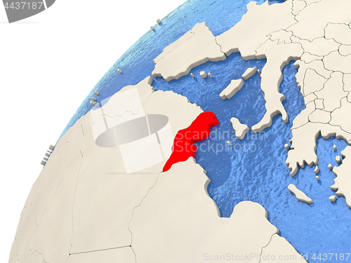 Image of Tunisia on globe