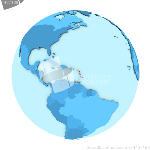 Image of Caribbean on globe isolated