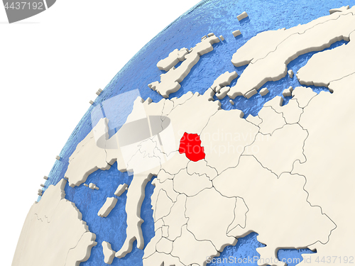 Image of Czech republic on globe