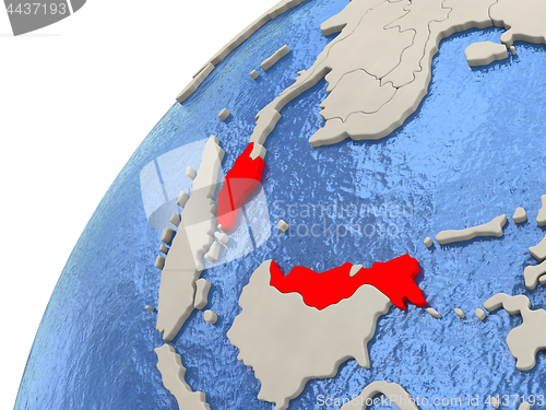 Image of Malaysia on globe