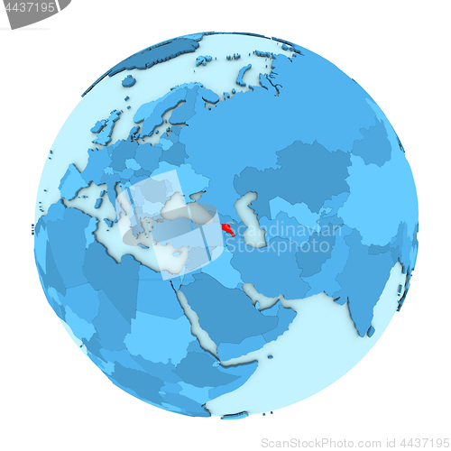 Image of Armenia on globe isolated