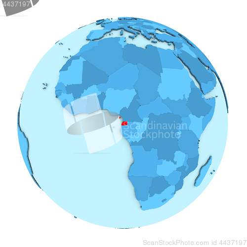 Image of Equatorial Guinea on globe isolated