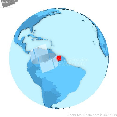 Image of Suriname on globe isolated