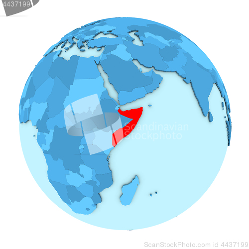 Image of Somalia on globe isolated