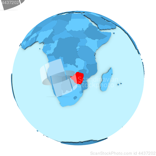 Image of Zimbabwe on globe isolated