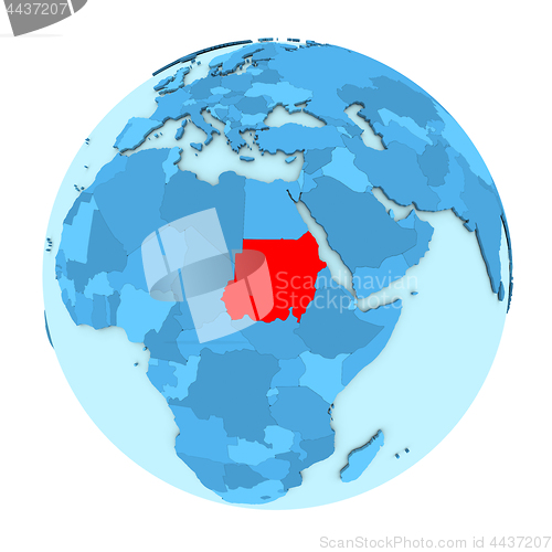 Image of Sudan on globe isolated