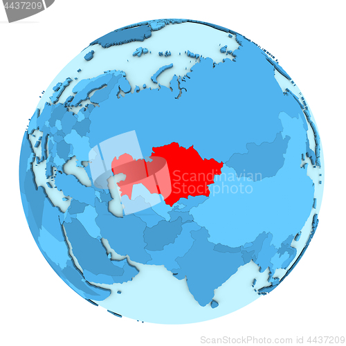 Image of Kazakhstan on globe isolated